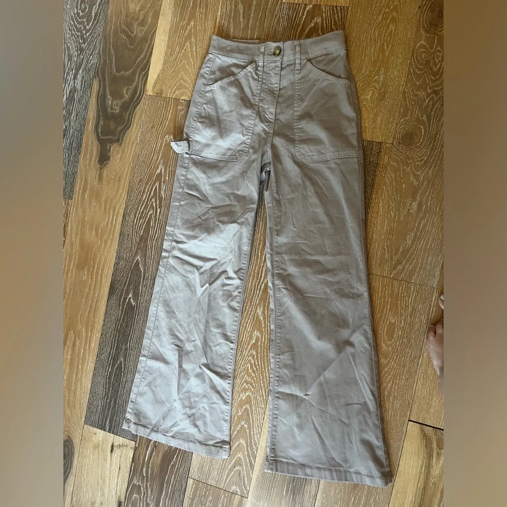 Self Contrast Anthropologie Georgia Utility Beige Wide Leg Pants - Picture 8 of 14